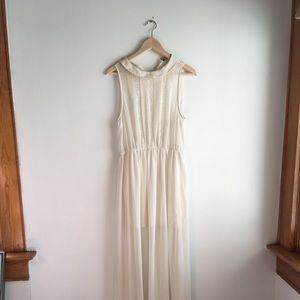 Love Culture Sheer Maxi Dress with PeterPan Collar